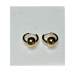 Gold-Plated Hoop Earrings With Detachable Bead Ball Everyday Mini Earrings